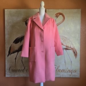 NWOT Candace Cameron Bure CCB Button Front Tailored Coat Blossom XLP Pink Winter
